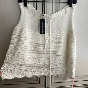 PrettyLittleThing Cream Crochet Knit Hoodie
